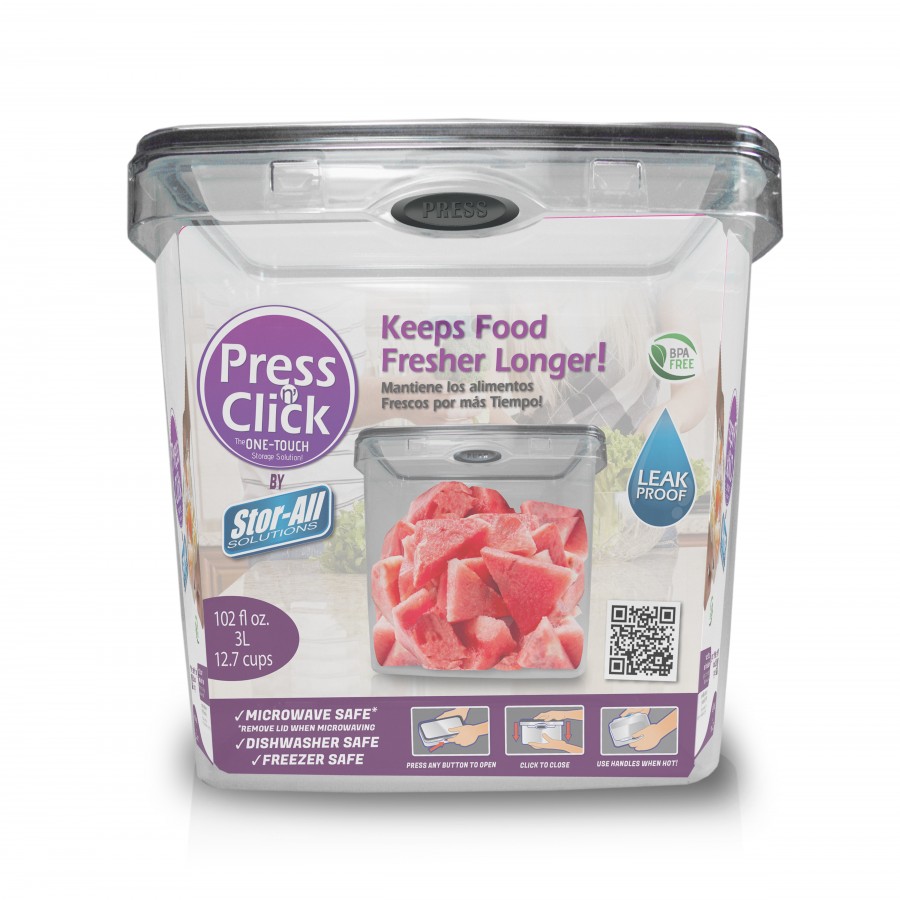 12.7 Cup Rectangle Press N' Click Food Storage